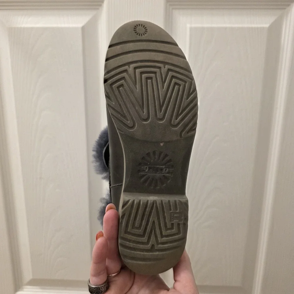 Aussie Connection Gray Leather Shearling Fur Lined Warm Ankle‎ Boots Size 6